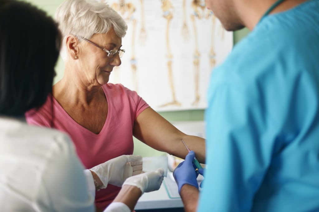 Medical test from blood performed by medical personnel